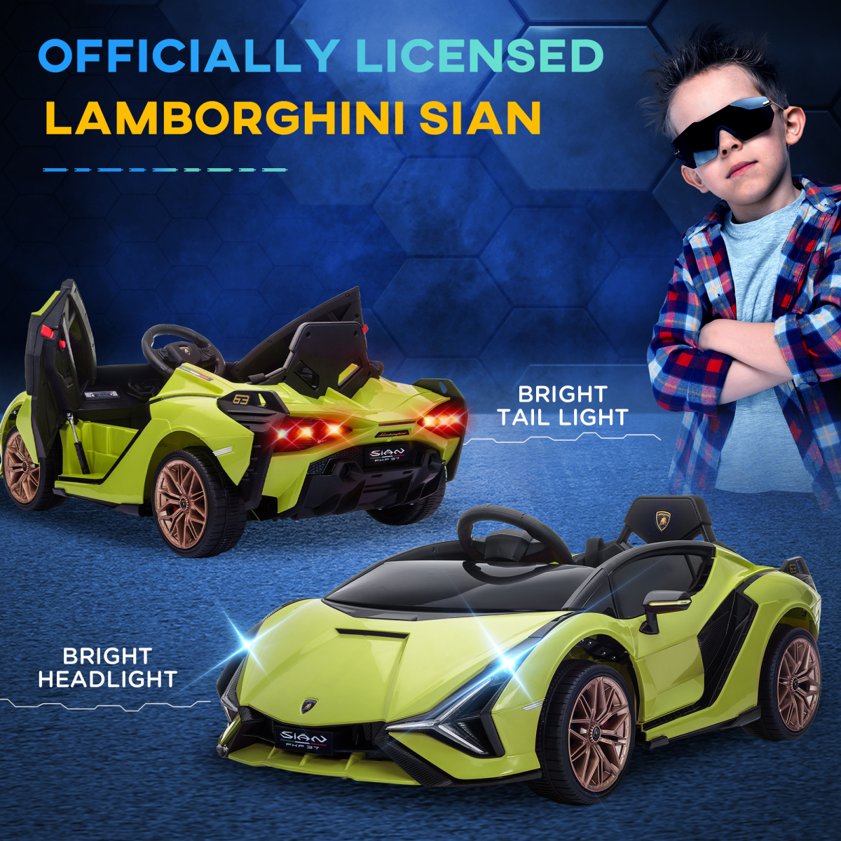 HOMCOM Lamborghini SIAN 12V Kids Electric Ride-On Car with Remote Control – Officially Licensed, Dual Motor
