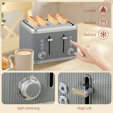 Kettle and 4-Slice Toaster Set with 1.7L 3000W Fast Boil Kettle & 7 Browning Levels – Ridged Design, Tan