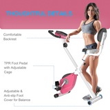 HOMCOM Foldable Magnetic Exercise Bike with 8 Resistance Levels, LCD Monitor & Adjustable Seat – Home Cardio, Pink