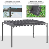 Outsunny 4 x 3m Metal Pergola with Retractable Louvred Roof – 135° Louvres, UV50+ Protection, Grey
