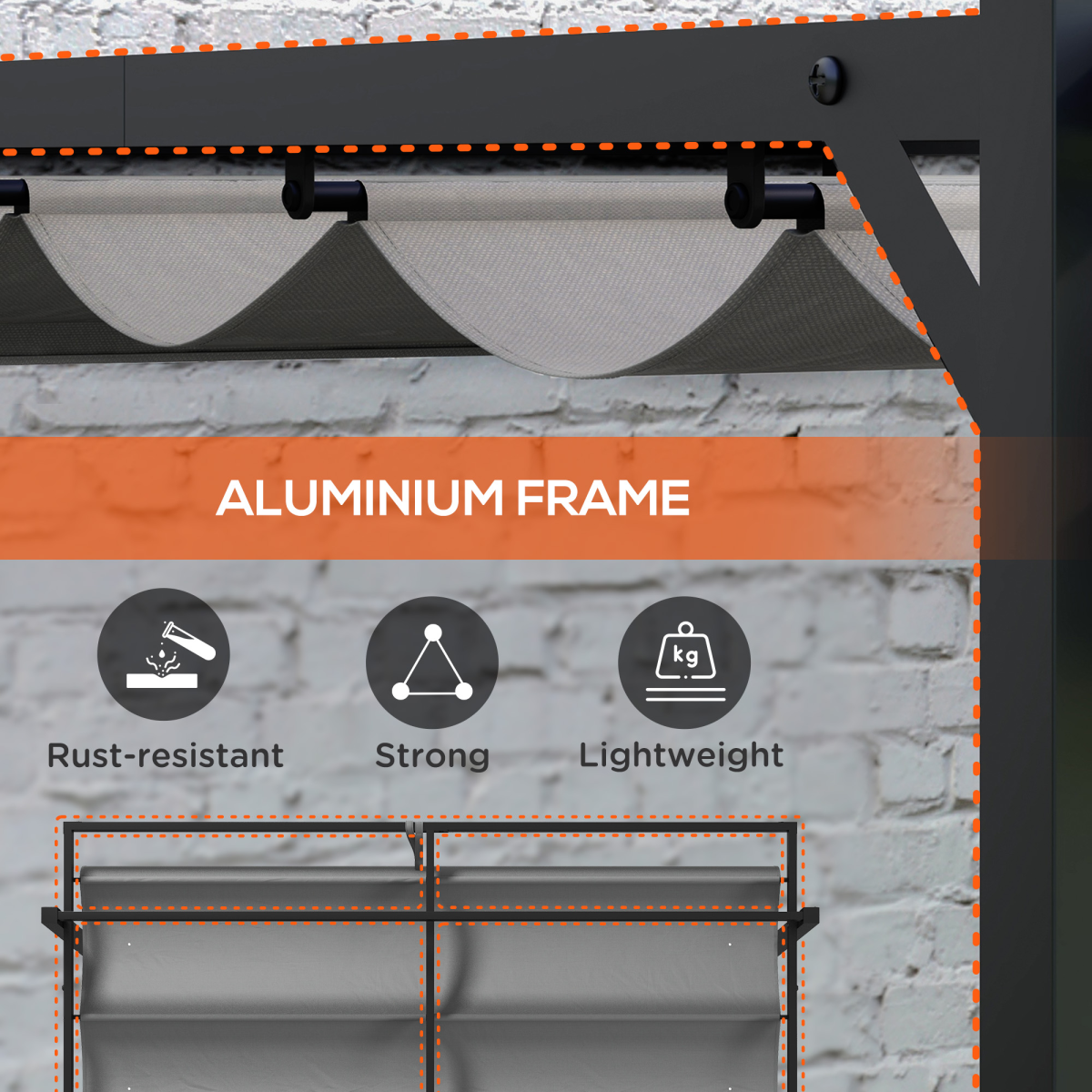 Outsunny 3x4m Aluminium Pergola with Retractable Polyester Canopy – Rust-Resistant Garden Shelter, Dark Grey