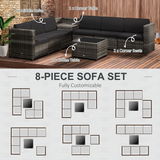 Outsunny Grey Rattan Sofa Set modular configuration view