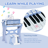 HOMCOM Kids 37-Key Keyboard Piano with Microphone & Stool – Educational Musical Toy