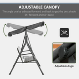 Outsunny 3-Person Rattan Hanging Swing Chair with Adjustable Canopy & Metal Stand – Garden Patio Bench