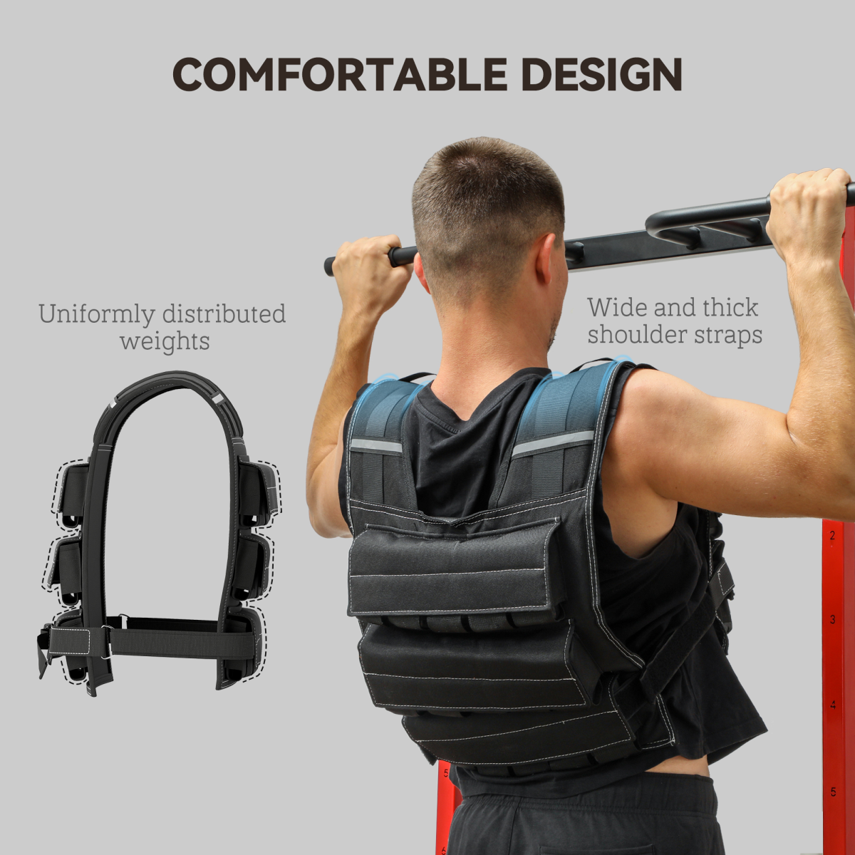 SPORTNOW 30kg Adjustable Weighted Vest with 30 Removable Metal Weights – Running Weight Vest, Black