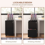 Vinsetto 2 Drawer Lockable Steel File Cabinet with Hanging Bar – Secure Home Office Storage