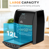 HOMCOM 12L Air Fryer Oven with 8 Presets, 1800W – Rotisserie & Dehydrator, Rapid Air Circulation, Black