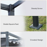 Outsunny 4 x 3m Metal Pergola with Retractable UV-Resistant Canopy – Patio Sun Shelter Gazebo, Grey