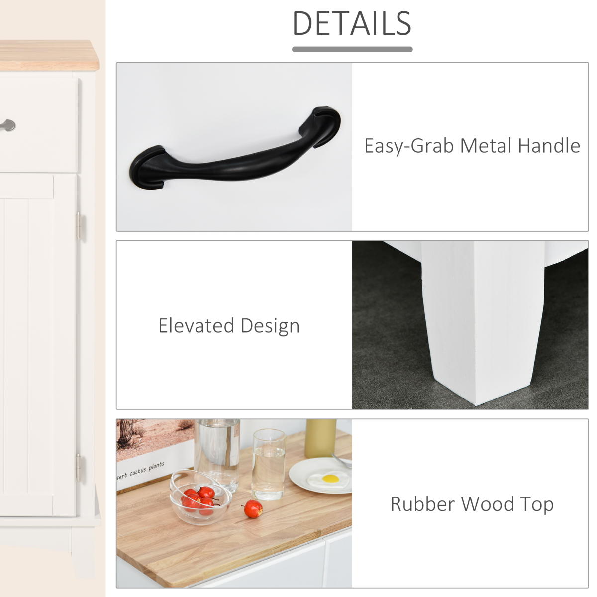 Kitchen Cupboard Storage Cabinet with Two Drawers & Adjustable Shelf – Kitchen and Dining Room Storage