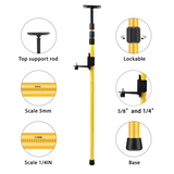 2.8m Telescoping Laser Level Pole with Mounting Bracket for Rotary and Line Lasers – Aluminium Alloy