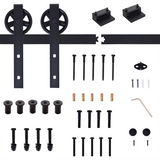 HOMCOM Sliding Barn Door Hardware Kit, 6.6ft – Carbon Steel Track for Doors up to 90kg