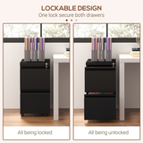 Vinsetto 2 Drawer Lockable Steel File Cabinet with Hanging Bar – Home Office Filing Storage, Black