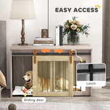 PawHut Dog Crate Furniture with Removable Cushion for Large Dogs – Side Table Cage, Brown
