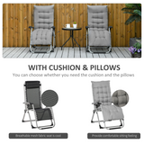 Outsunny 2-Piece Zero Gravity Reclining Chair Set with Cushions – Folding Garden Lounger, Light Grey