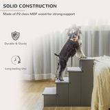Pawhut 4 Step Wooden Dog Steps with Removable Cushions – Pet Stairs and Cat Ladder for Bed and Couch, Grey