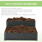 Outsunny 2 Tier Galvanised Steel Raised Garden Bed Planter Box – Open-Bottom Planter for Herbs & Flowers, Dark Grey