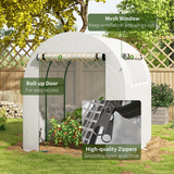 Outsunny 180 x 180 x 200cm Walk-In Polytunnel Greenhouse with Roll-Up Door and Window, PE Cover, White