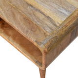 Artisan Furniture Solid Wood Open Oak-ish Media Unit, Tapered Legs – Simple TV Stand, Beige