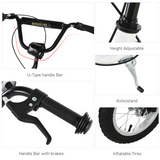 Kids Scooter with 12 Inch Inflatable Football-Design Wheels & Adjustable Handlebar – Steel Frame, Ages 5+, White