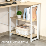 HOMCOM L-Shaped Folding Computer Desk with 2 Shelves – Oak Tone, Space-Saving Home Office