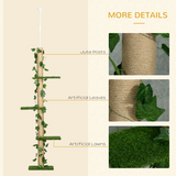 242cm Adjustable Floor-to-Ceiling Cat Tree with Jute Scratching Post and Anti-Slip Kit – Tall Cat Tower, Green