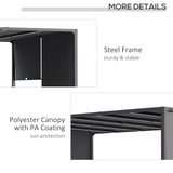 Outsunny 3x4m Garden Pergola with Retractable Roof & Solar LED Lights – Metal Gazebo, Grey