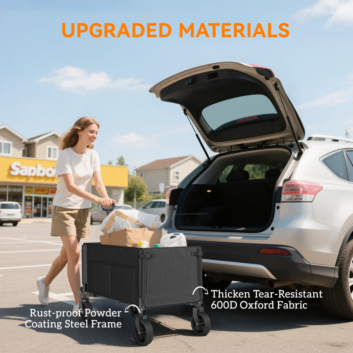 Folding Hand Truck with Flat Back & Side Pockets – Heavy Load Trolley for Home, Garage and Workplace
