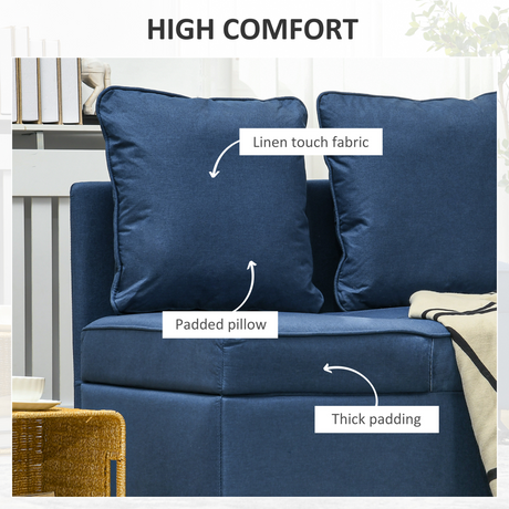 HOMCOM blue sofa bed chair styled in a room