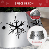 HOMCOM Christmas Tree Base Cover with Hollow Snowflake Patterns – Festive Tree Stand Skirt, Silver