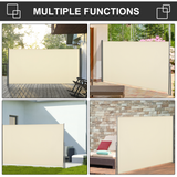 Outsunny 3 x 1.6m Retractable Side Awning Privacy Screen with Steel Frame & 180gsm Canopy – Patio Divider, Cream