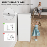 3-in-1 Dressing Table Set with Flip-Up Mirror, Drawers & Stool – Vanity and Nightstand, White