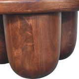 Artisan Furniture Clara Sculpted Solid Mango Wood Coffee Table with Pillar Legs – Winewood Oak, Brown