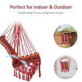 Outsunny Hammock Chair Swing with Wooden Spreader Bar & Tassels – Indoor Outdoor Hanging Seat
