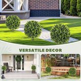 HOMCOM Set of 2 Artificial Boxwood Topiary Balls with Eucalyptus Leaves – Indoor Outdoor Plants, Green