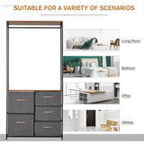 HOMCOM 175 x 83cm Freestanding Coat Rack with Steel Frame, Hanging Rail and Drawers – Black/Brown