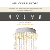 HOMCOM Crystal Chandelier with 160 Octagon Crystals – Polished Chrome Ceiling Light for Living Room and Hall