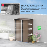 Outsunny Steel Garden Shed with Lockable Hinged Door and Sloped Roof – Outdoor Tool Storage, Brown