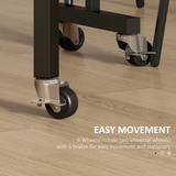 HOMCOM Drop Leaf Dining Table on Wheels – Seats up to 6, Space-Saving Mobile Table, Grey