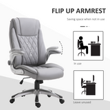 Vinsetto High Back Executive Office Chair with Headrest, Rocking Function & PU Leather – Grey