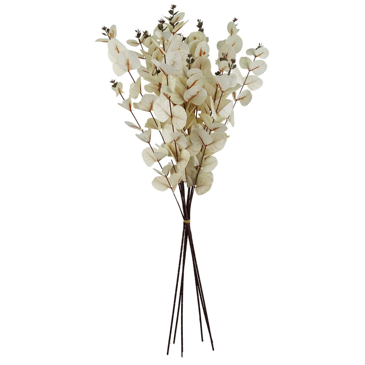 Artificial White Eucalyptus Foliage Stems, Pack of 6 – 80cm Wired Silk Leaf Greenery