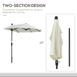 Outsunny 2m Half Parasol with Double Canopy, Crank Handle & Cross Base – Balcony & Patio Wall Shade, Cream White