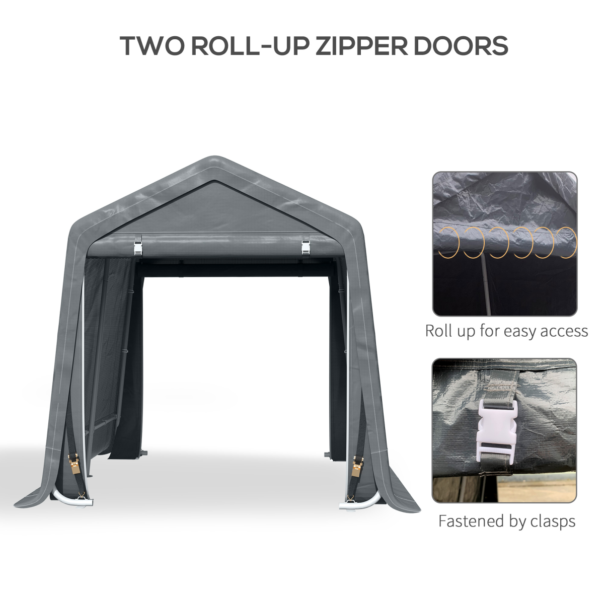 Outsunny Heavy Duty Garden Storage Tent, 2.8 x 2.4 x 2.4m – Bike and Tool Shelter, Dark Grey