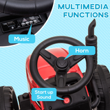 HOMCOM Ride-On Tractor with Detachable Trailer, Remote Control & Music – Kids Electric Toy, Red