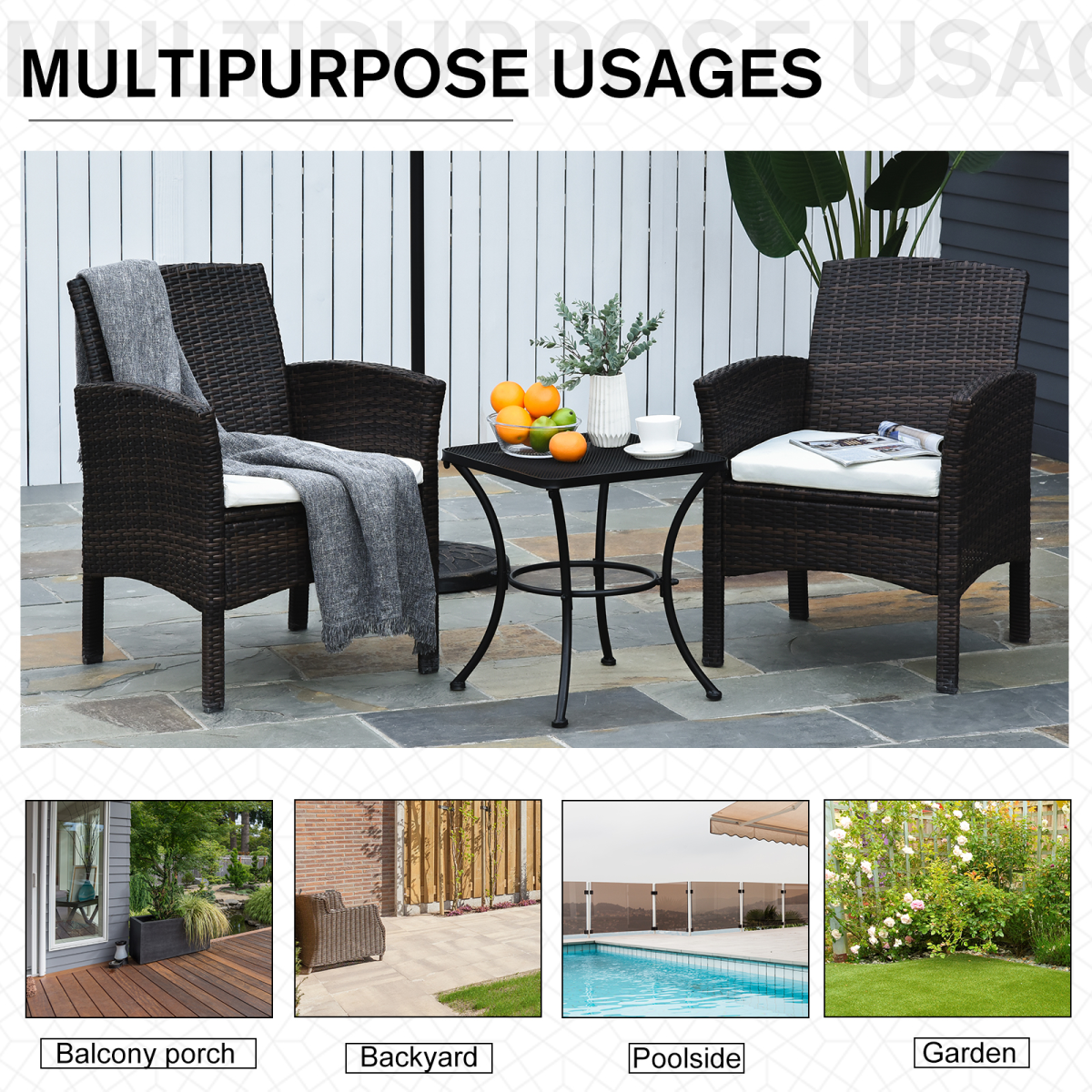 Outsunny 45cm Square Metal Bistro Table with Mesh Top & Curved Legs – Outdoor Patio Coffee Table, Black