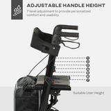 HOMCOM Rollator Walker with Padded Seat, Backrest & All-Terrain Wheels – Folding Mobility Aid with Storage Bag