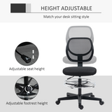 Vinsetto Tall Draughtsman Chair with Footrest Ring & Mesh Back – Drafting Stool for Standing Desks, Black