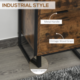 HOMCOM Industrial 3-Drawer Storage Chest with Metal Frame – Rustic Wood-Effect Chest of Drawers, Brown