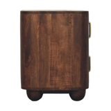 Artisan Furniture Solid Wood Marlowe Fluted Nightstand with 2 Drawers – California Walnut Bedside Table, Dark Brown