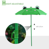Kids Foldable Picnic Table Set with 2 Chairs & Frog Parasol, 4-Piece – Garden Furniture for Ages 3–5, Green