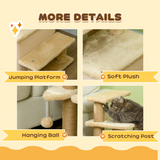 PawHut 4-Step Dog Stairs for Bed with Cat House & Detachable Cover – Pet Steps, Beige